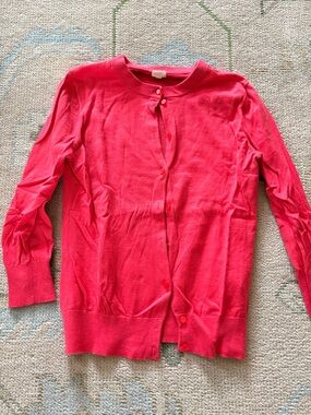 Jcrew Bright Pink Crewneck Button Jackie Cardigan
